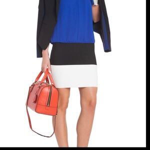 BCBGMAXAZRIA Scarlett Color-blocked Power Skirt